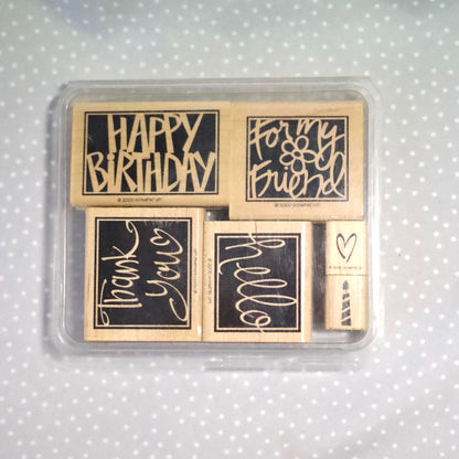 Vivid Greetings stamp set, Retired Stampin Up, set of 6 stamps fro 2000