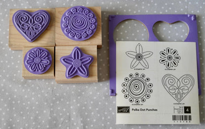Polka Dot Punches stamp set, Retired Stampin Up, set of 4 stamps