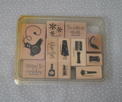 Glam Girl stamp set, Retired Stampin Up, set of 12 stamps from 2006