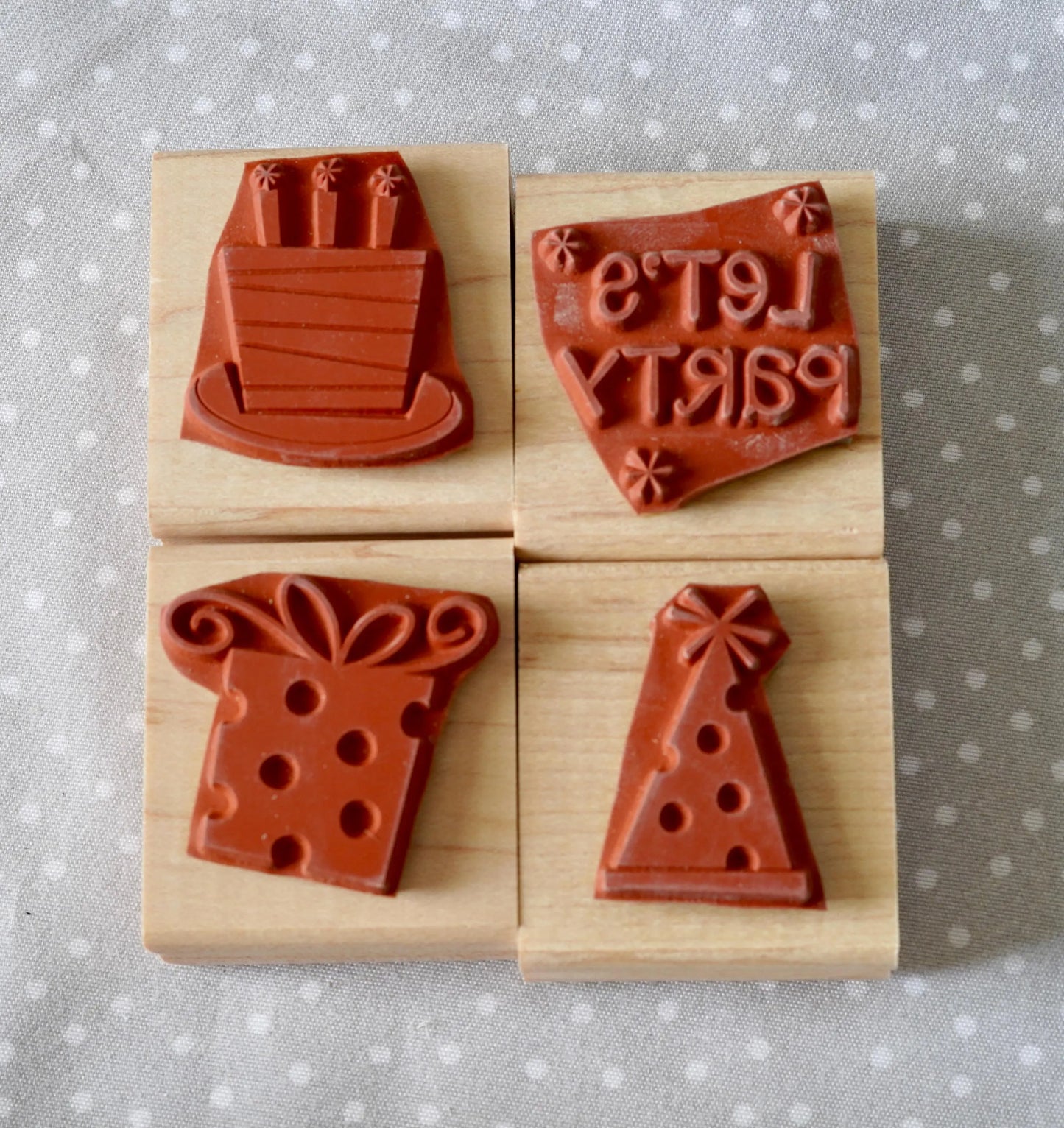 Let’s Party stamp set, Retired Stampin Up, set of 4 stamps