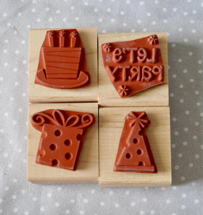 Let’s Party stamp set, Retired Stampin Up, set of 4 stamps