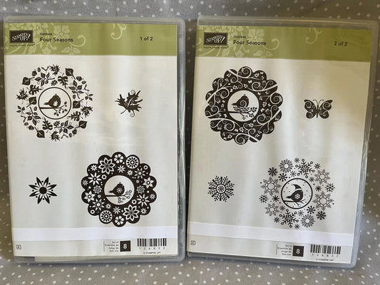 Retired Stampin Up! Stamp set Four Seasons set of 8 stamps/ Set of 2