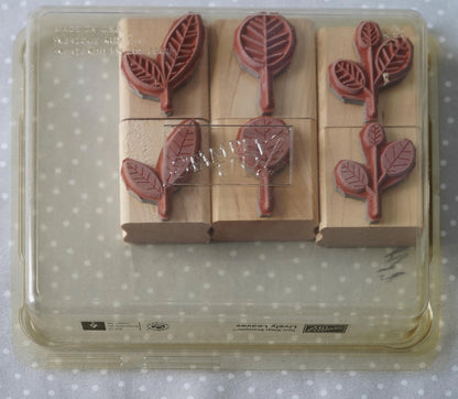 Lively Leaves stamp set, Retired Stampin Up, set of 6 stamps from 2006