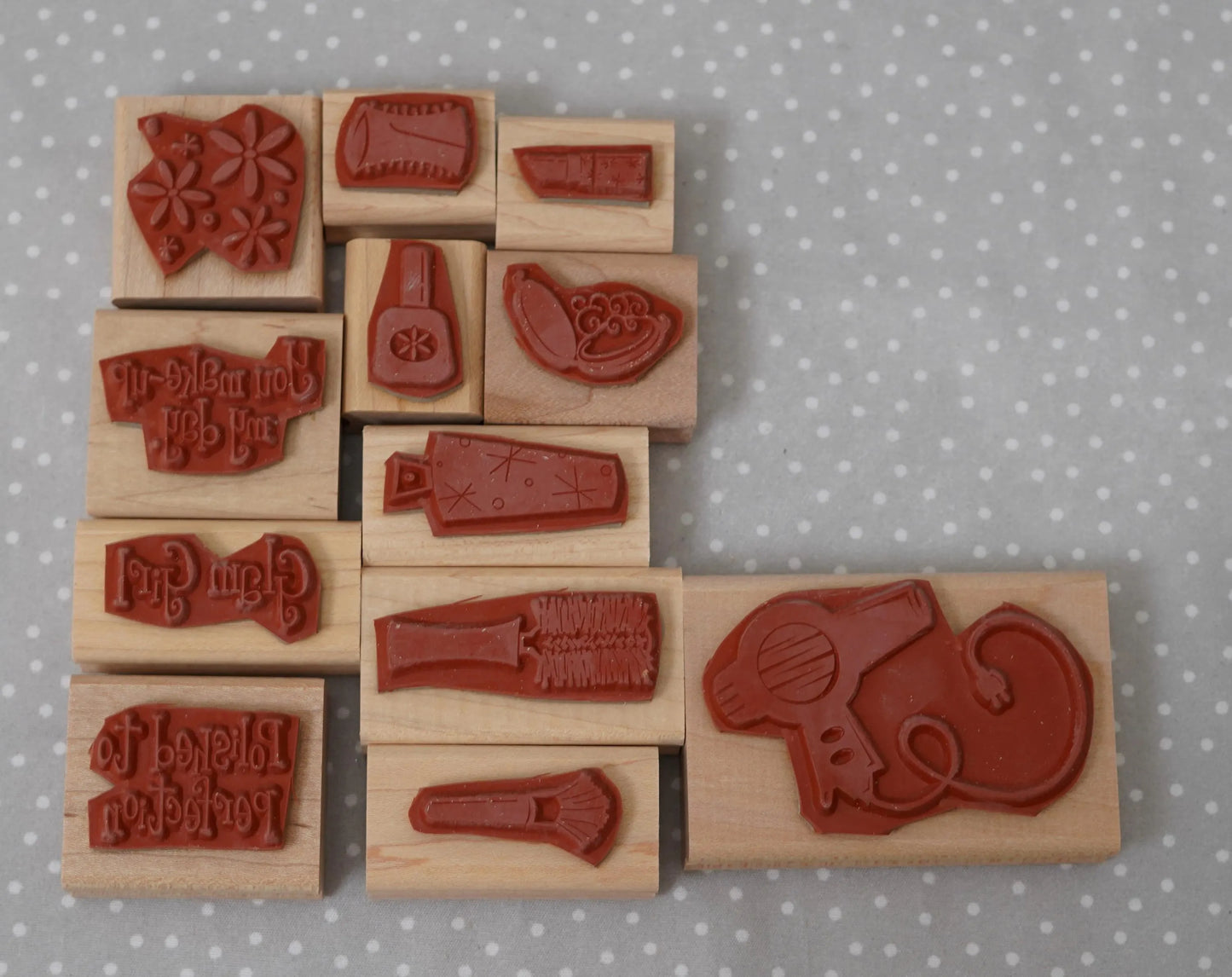 Glam Girl stamp set, Retired Stampin Up, set of 12 stamps from 2006
