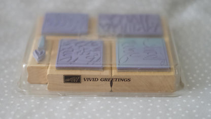 Vivid Greetings stamp set, Retired Stampin Up, set of 6 stamps fro 2000