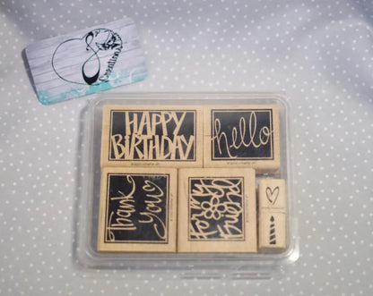 Vivid Greetings stamp set, Retired Stampin Up, set of 6 stamps fro 2000