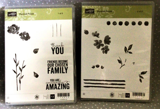 Retired Stampin Up! Stamp set Painted Petals set of 13 stamps/ Set of 2