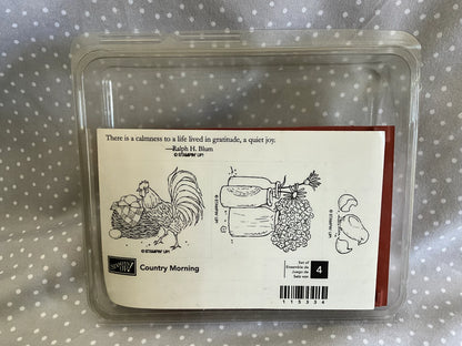 BRAND NEW Country Morning stamp set, Retired Stampin Up, set of 4 stamps.