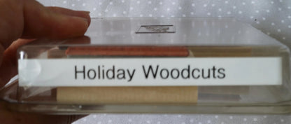 Holiday Woodcuts stamp set, Retired Stampin Up, set of 4 stamps from 2003