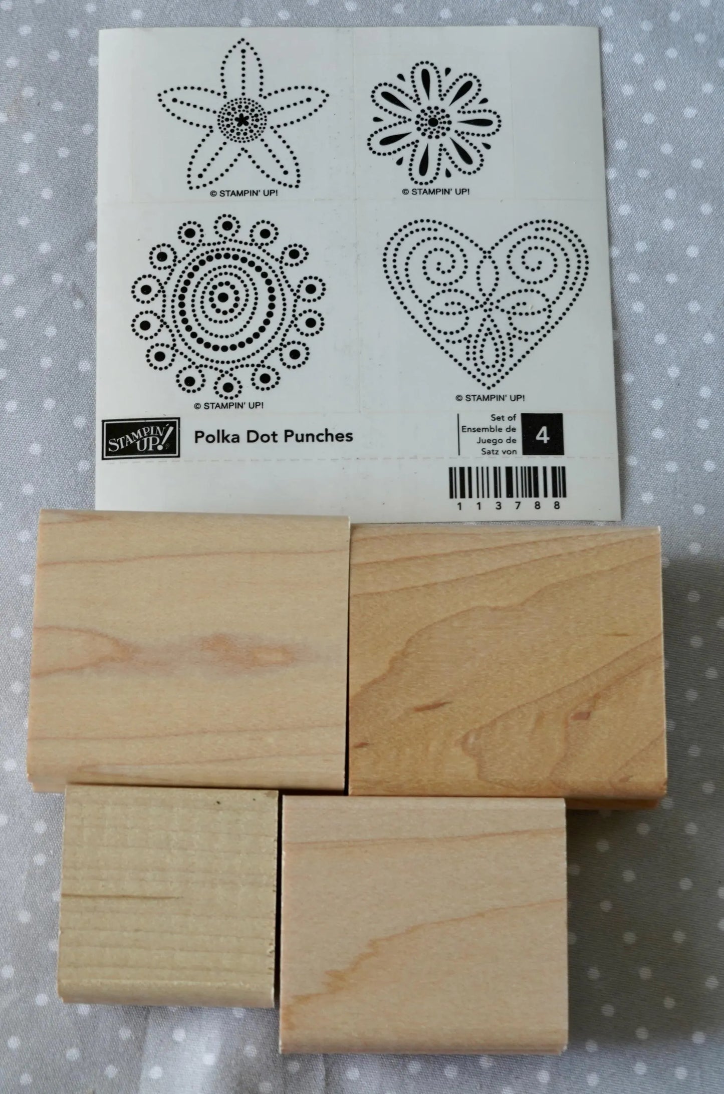 Polka Dot Punches stamp set, Retired Stampin Up, set of 4 stamps