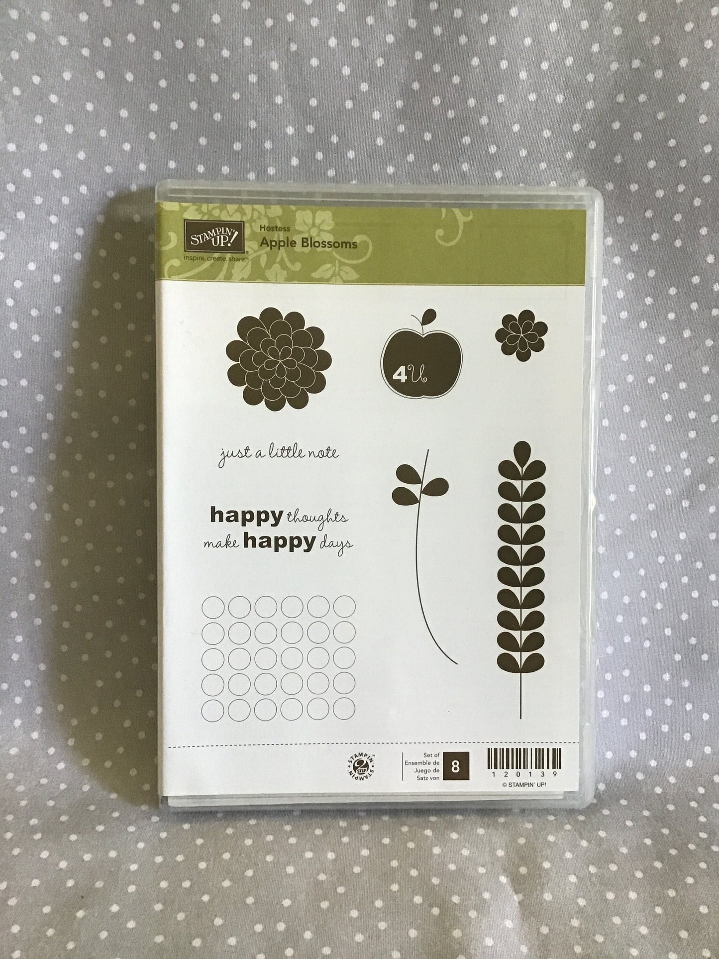 BRAND NEW-Retired Stampin Up! Stamp set Apple Blossoms- Set of 8 stamps