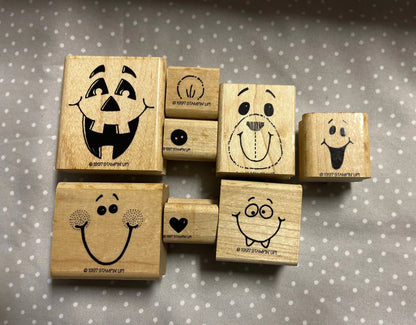 Fun Faces stamp set, Retired Stampin Up 1997, set of 8 stamps.