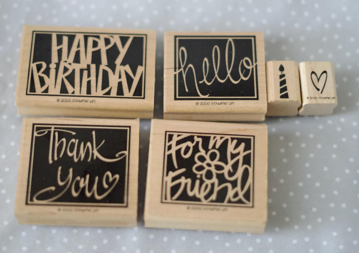 Vivid Greetings stamp set, Retired Stampin Up, set of 6 stamps fro 2000