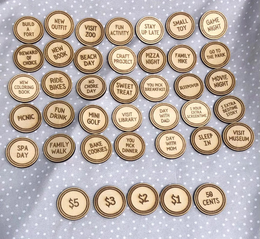 Easter Egg Tokens, 40 wooden tokens