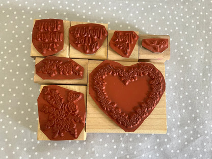 Retired Stampin Up 2000! Stamp set Wreath of Roses set of 7