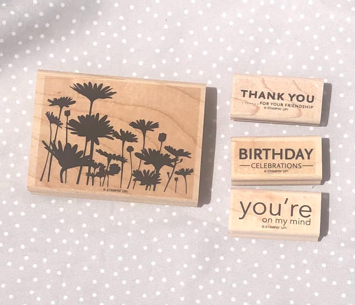 Upsy Daisy stamp set, Retired Stampin Up, set of 4 stamps