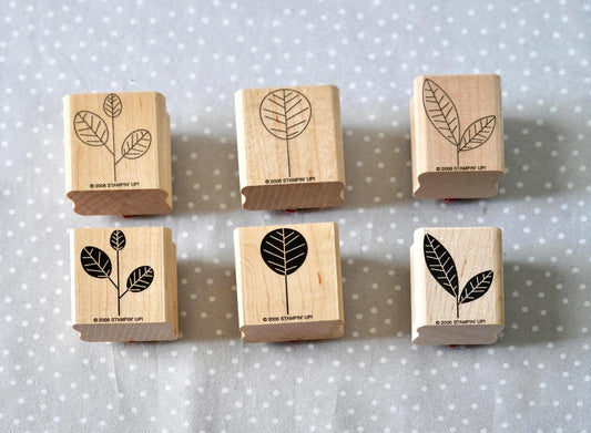 Lively Leaves stamp set, Retired Stampin Up, set of 6 stamps from 2006