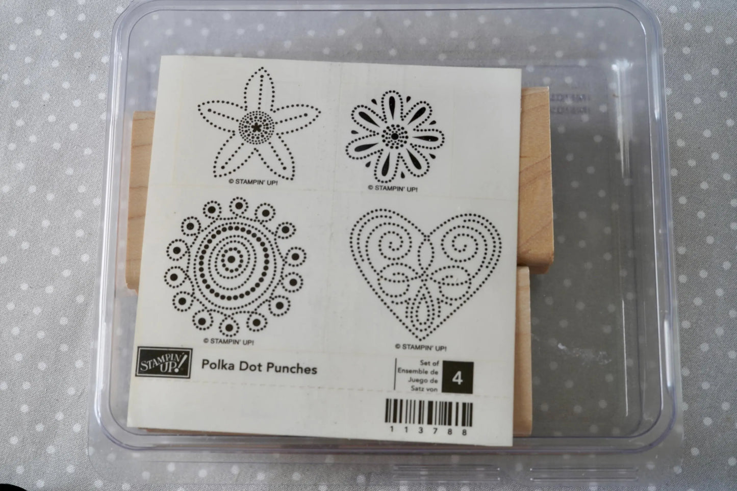 Polka Dot Punches stamp set, Retired Stampin Up, set of 4 stamps