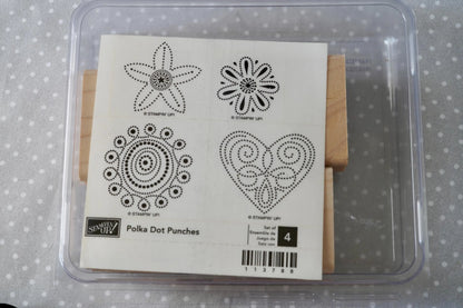 Polka Dot Punches stamp set, Retired Stampin Up, set of 4 stamps