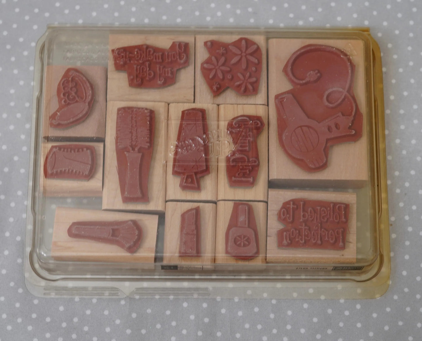 Glam Girl stamp set, Retired Stampin Up, set of 12 stamps from 2006
