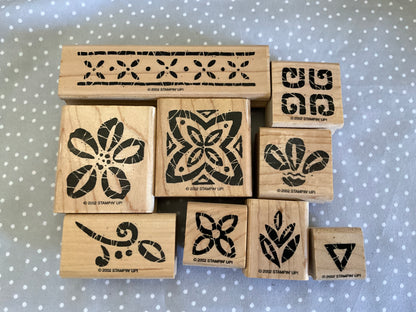 Retired Stampin Up! Stamp set Beautiful Batik - Set of 9 stamps