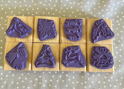 Holiday Minis stamp set, Retired Stampin Up 2002, set of 8 stamps.