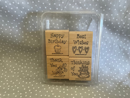 Retired Stampin Up! Stamp set Simple Wishes - Set of 4 stamps