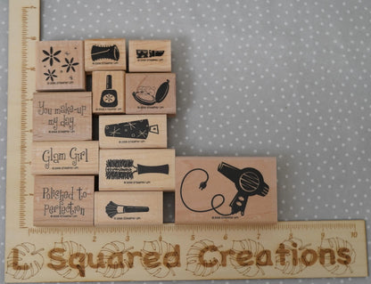 Glam Girl stamp set, Retired Stampin Up, set of 12 stamps from 2006