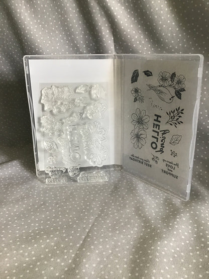 Retired SALE-A-BRATION Stampin Up! Friendly Hello- Photopolymer stamp set
