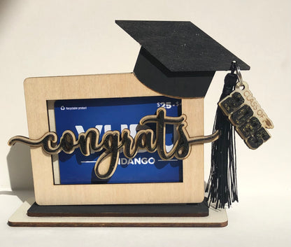 2025 Graduation Gift Card Holder- Congrats! Black with Glitter!