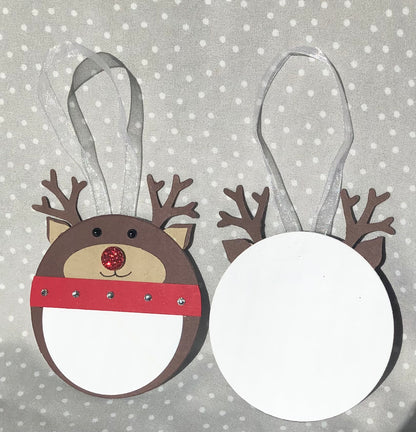 Handmade Gift Tags, Stampin Up! Christmas Reindeer Tag, Pack of 4, Punch Art, Red Nose Reindeer