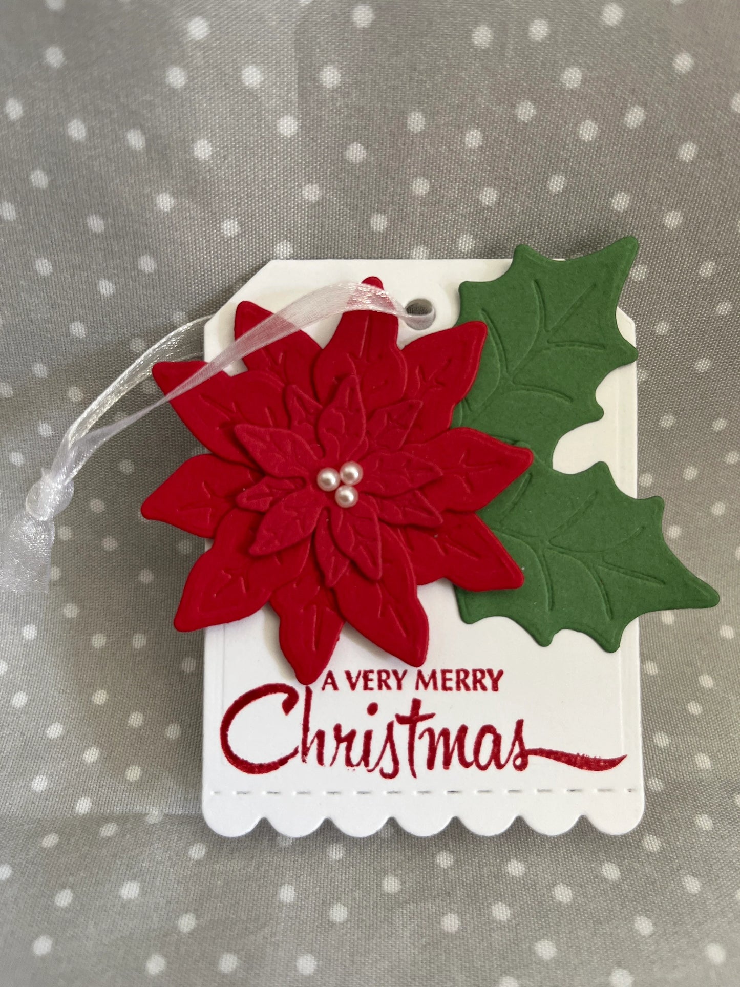 Hand Crafted Poinsettia Gift Tag, Stampin Up! Handmade Poinsettia Tag, Pack of 5