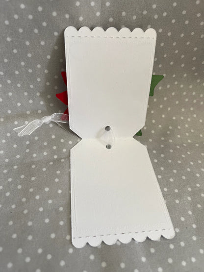 Hand Crafted Poinsettia Gift Tag, Stampin Up! Handmade Poinsettia Tag, Pack of 5