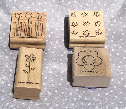 Retired Stampin Up! Stamp set Pocket Full of Posies - Set of 4 stamps