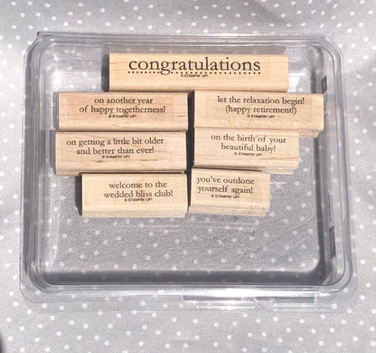 Retired Stampin Up! Stamp set Congrats - Set of 7 stamps