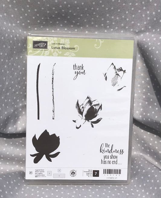 Retired Stampin Up! Sale-a-bration Stamp set Lotus Blossom- Set of 7 stamps