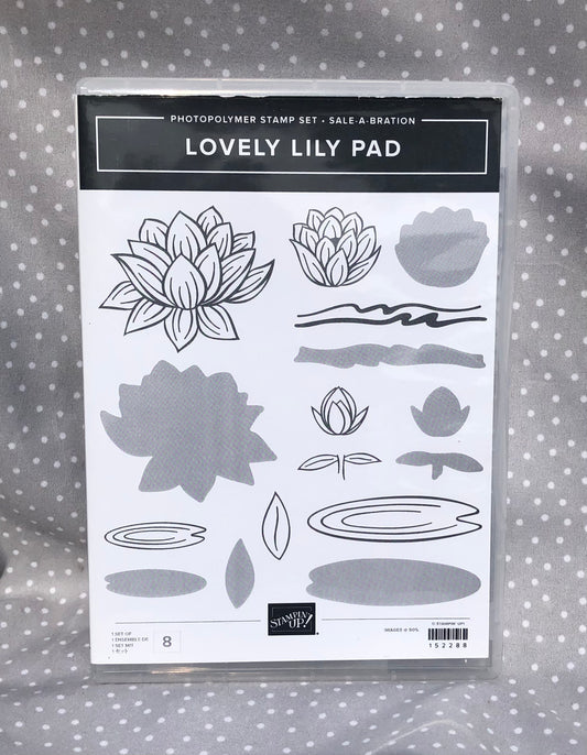 BRAND NEW-Retired Stampin Up! Sale-a-bration Stamp set Lovely Lily Pad- Set of 8 stamps