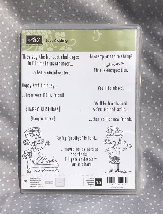 Retired Stampin Up! Stamp set Just Kidding- Set of 15 stamps