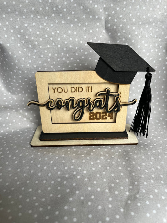 2024 Graduation Gift Card Holder- Congrats! Black with Glitter!