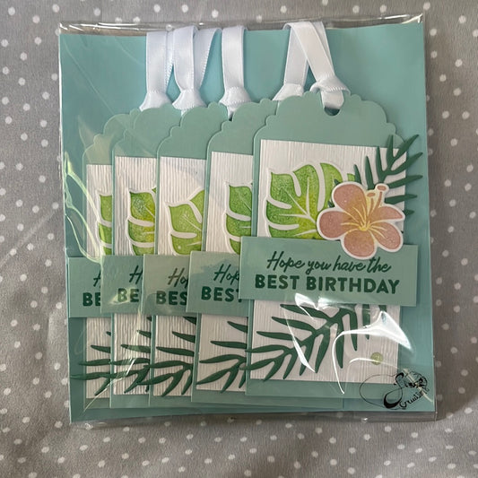 Stampin Up! Cute Best Birthday Hawaiian Gift Tag, Pack of 5