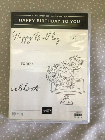 Retired Sale-a-Bration Stampin Up! Happy Birthday to You cling stamp set