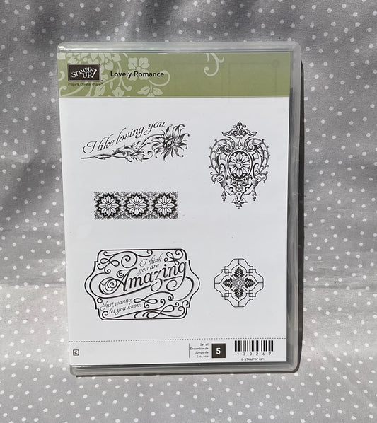 Retired Stampin Up! Stamp set Lovely Romance- Set of 5 stamps