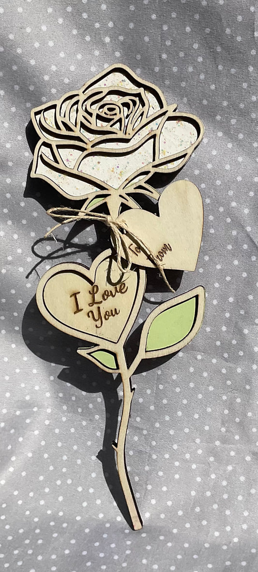I Love You Rose-White Rose with Glitter