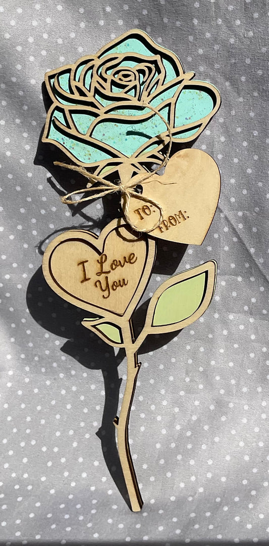 I Love You Rose-Light Blue Rose with Glitter