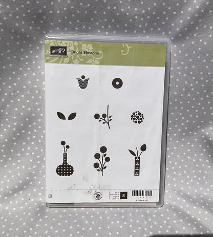 Retired Stampin Up! Stamp set Bright Blossoms- Set of 8 stamps