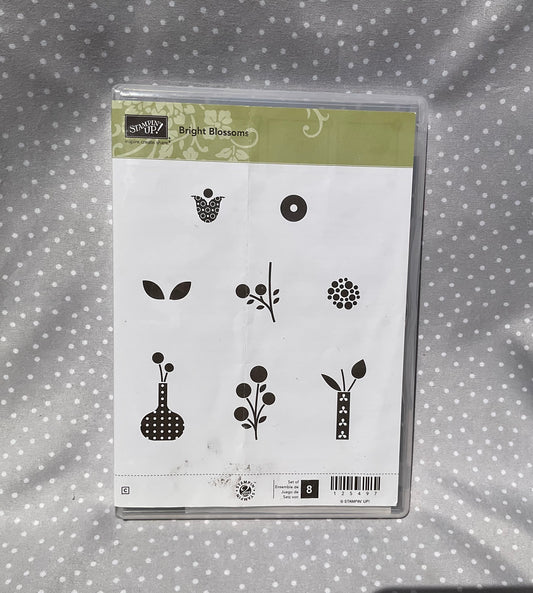 Retired Stampin Up! Stamp set Bright Blossoms- Set of 8 stamps