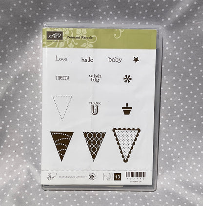 Retired Stampin Up! Stamp set Pennant Parade- Set of 13 stamps