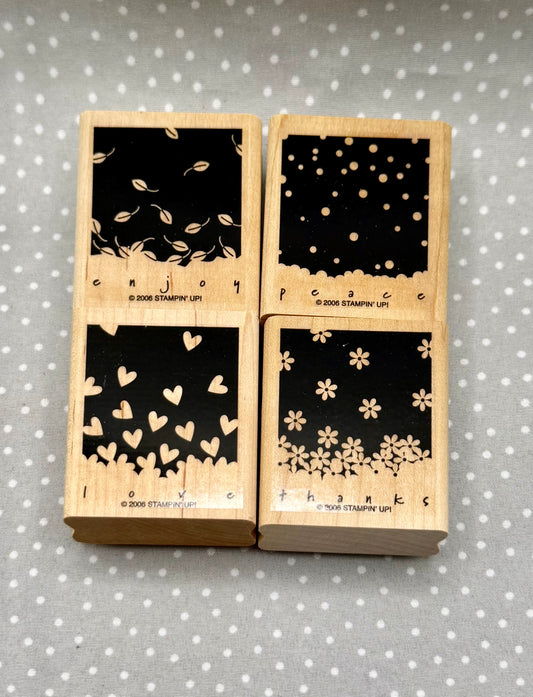 Gently Falling stamp set, Retired Stampin Up, set of 4 stamps