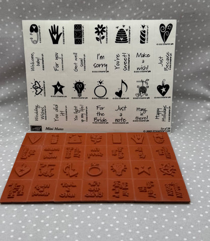 Mini Mates stamp set, Retired Stampin Up, set of 28 stamps