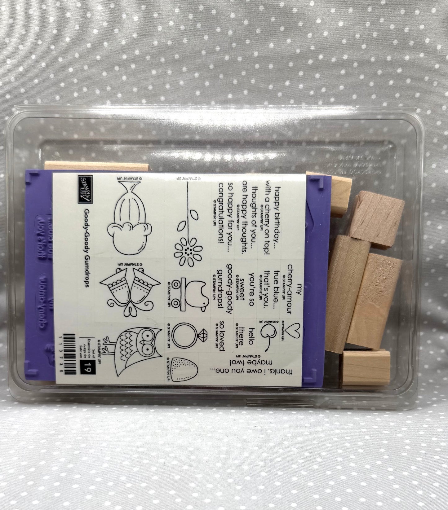 Goody-Goody Gumdrops stamp set, Retired Stampin Up, set of 19 stamps